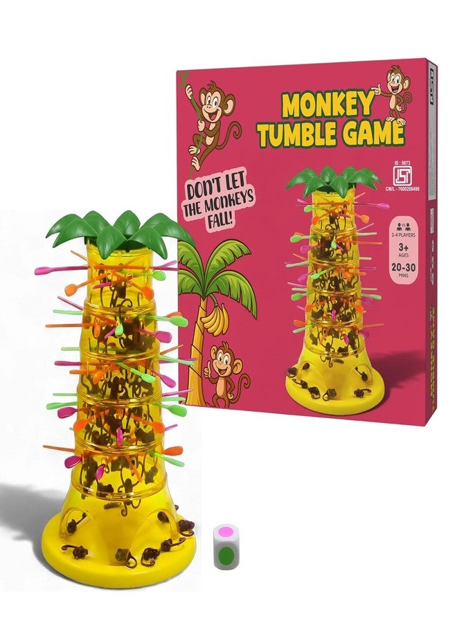 NIYANETAIL لعبة NIYANETAIL Tumbbling Monkey Tree Party Game | لعبة توازن وسحب عصي ممتعة للأطفال والعائلات | تتضمن قطع القرد وهيكل الشجرة | لعبة لوحية داخلية للحفلات للأعمار من 5 سنوات فما فوق - Image 1